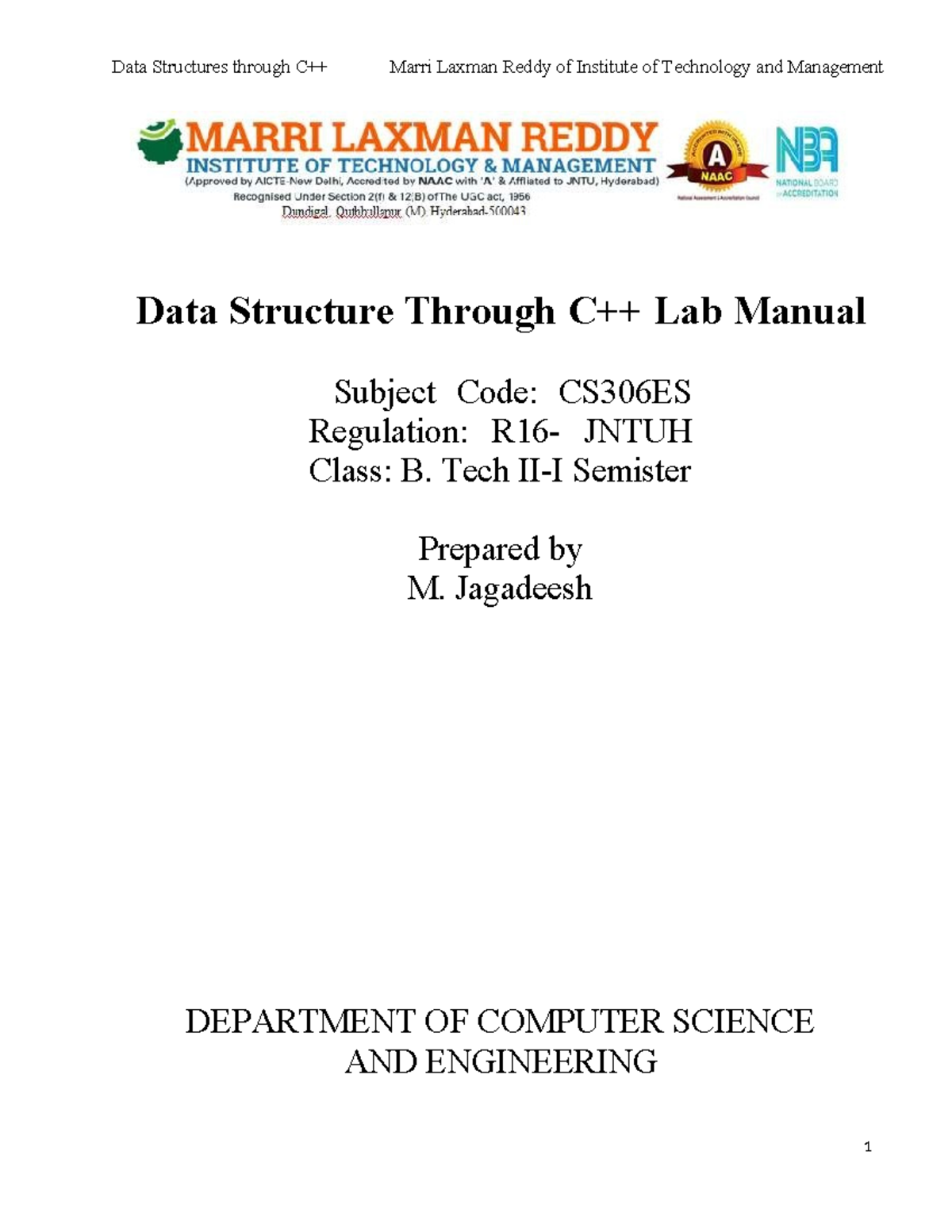 C++ Lab Manual 0 - Data Structure Through C++ Lab Manual Subject Code ...