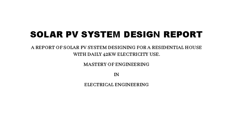 Solar PV System Design Report for Residential Use (EE 101) - Studocu