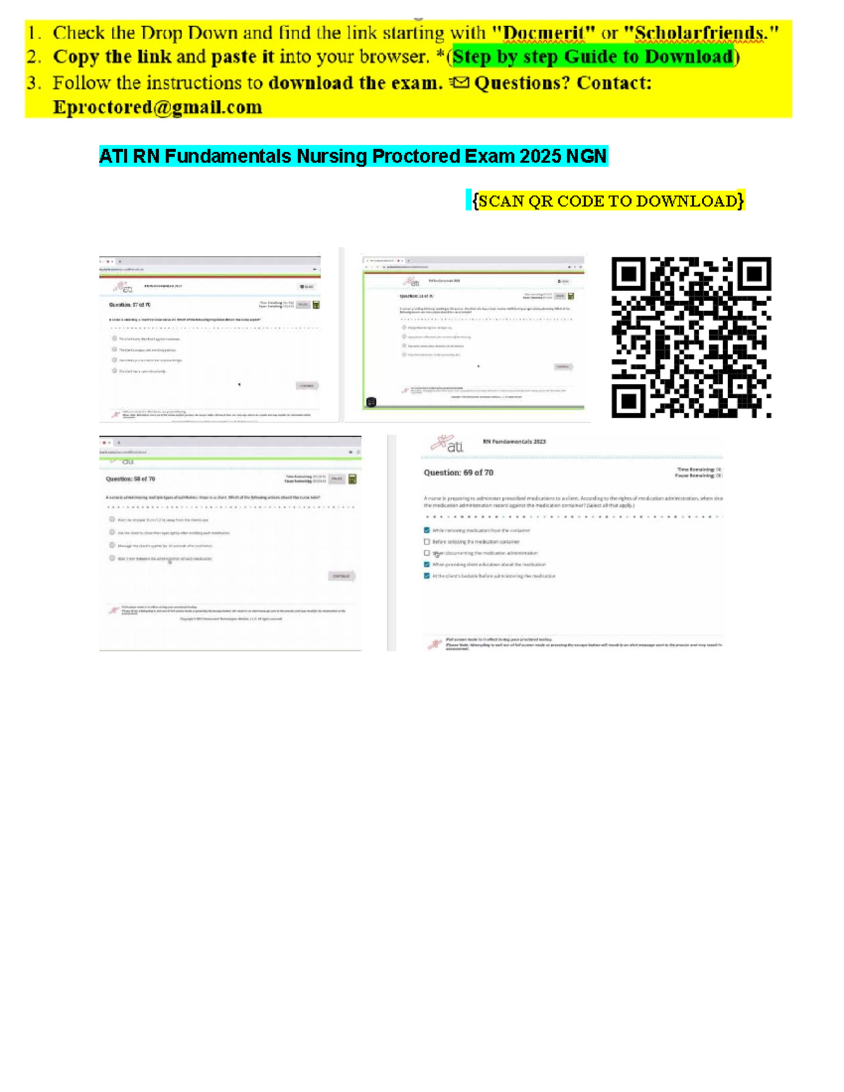 2025 ATI RN Fundamentals Proctored Exam Study Guide: 70 Qs & Rationale ...