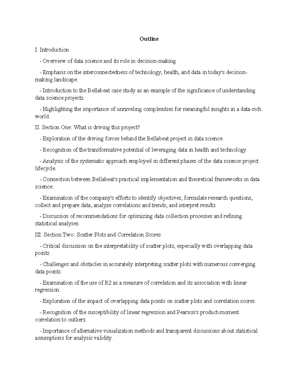 Answer 2 - a grade material - Outline I. Introduction Overview of data ...