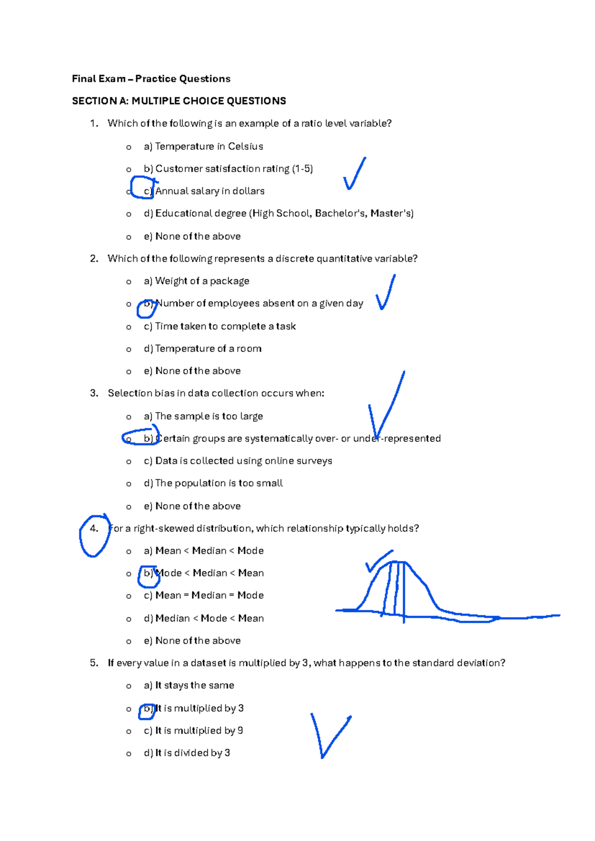 Final Exam Practice Questions for Statistics (STAT 101) - Studocu