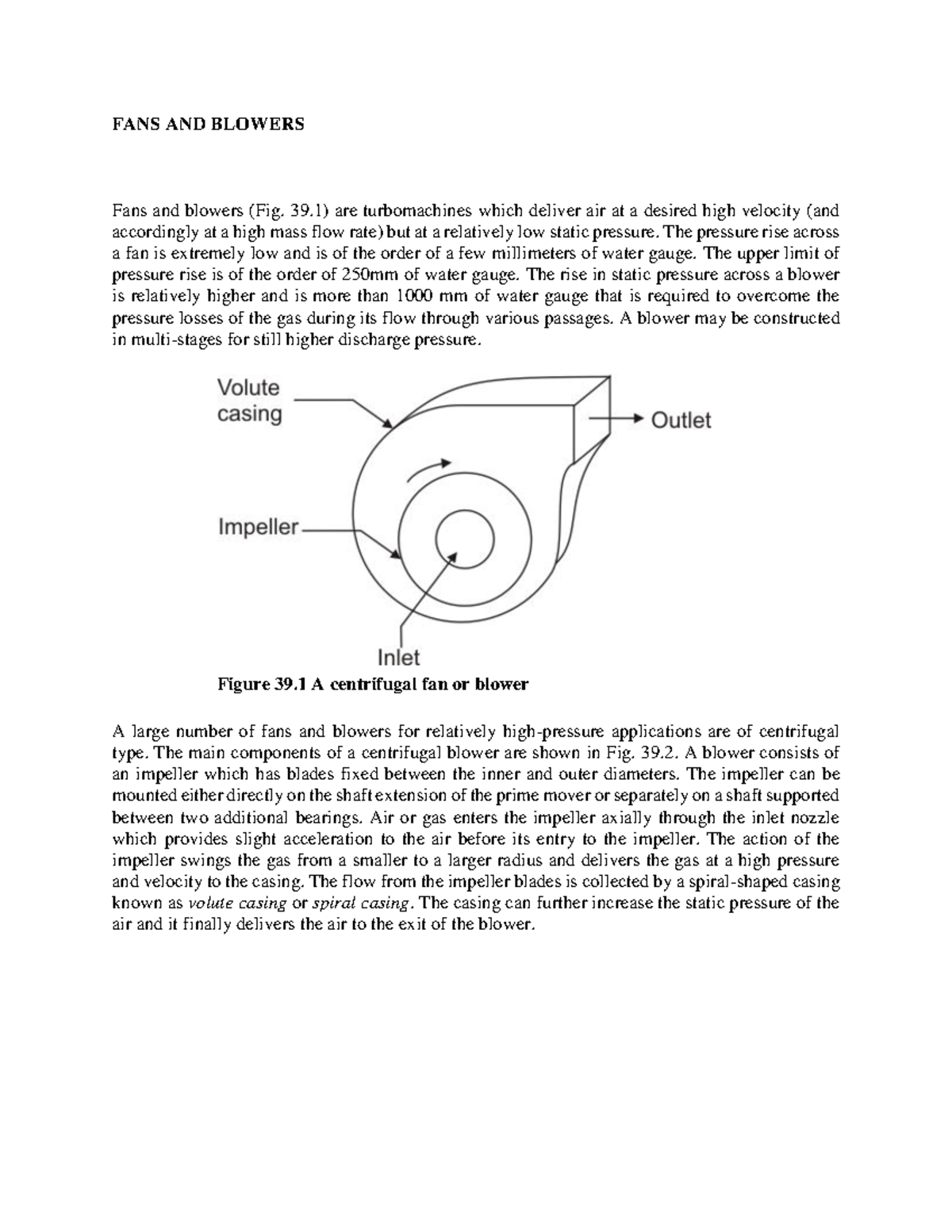 Fluid Machinery Fm101 Lecture Notes On Fans And Blowers Studocu