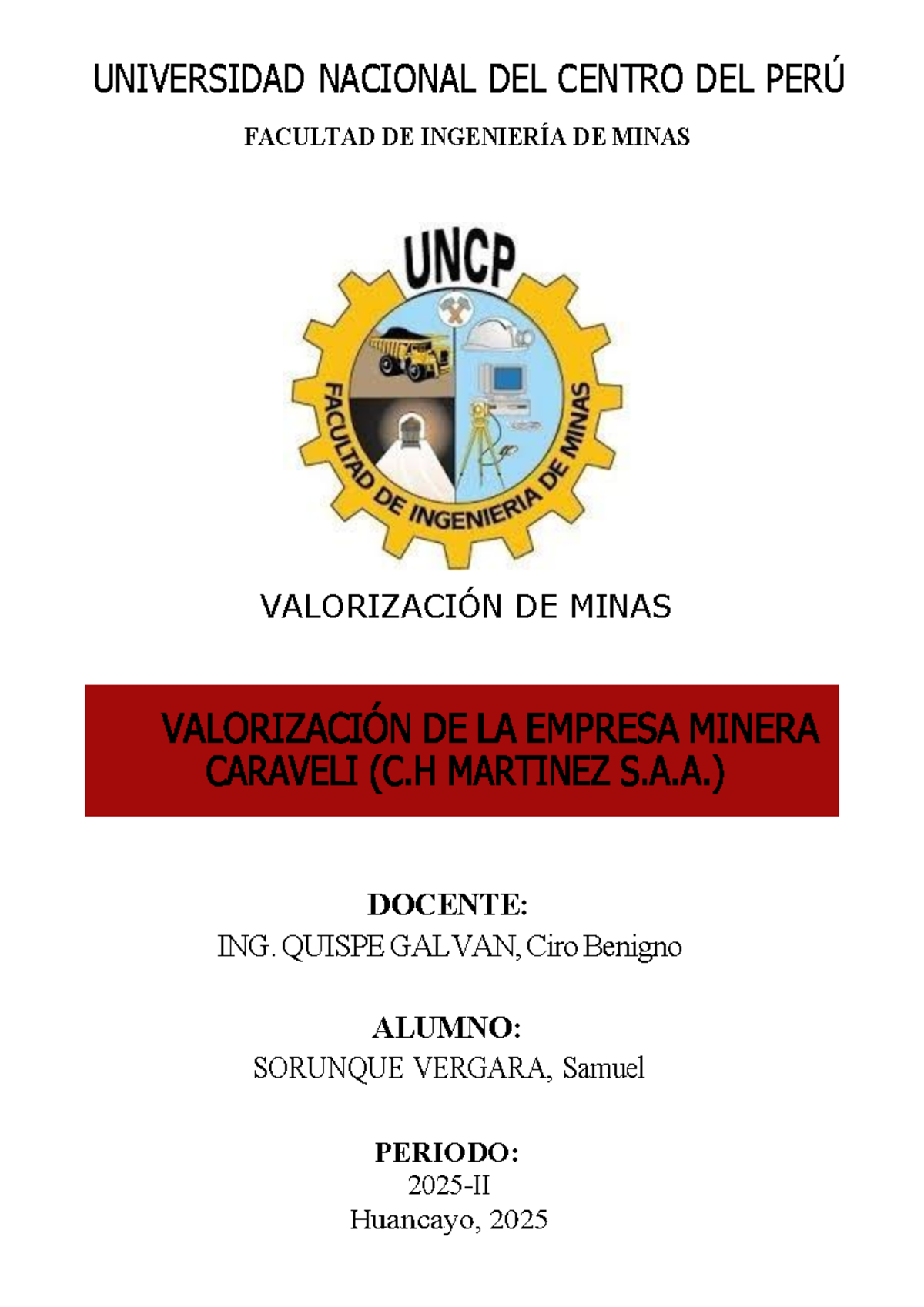 Valorización de Minas: Estudio de Caso Cerro Lindo - ING. 2025 - Document Preview