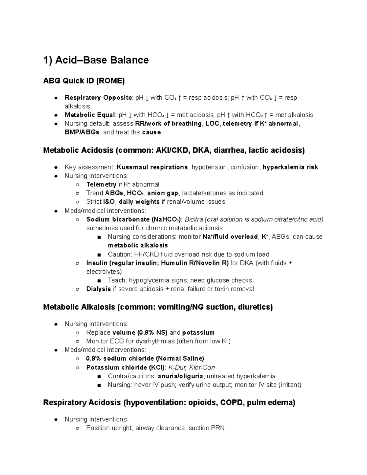 Nsg 252 F&E, AKI, CKD Study Guide: Key Nursing Interventions - Studocu