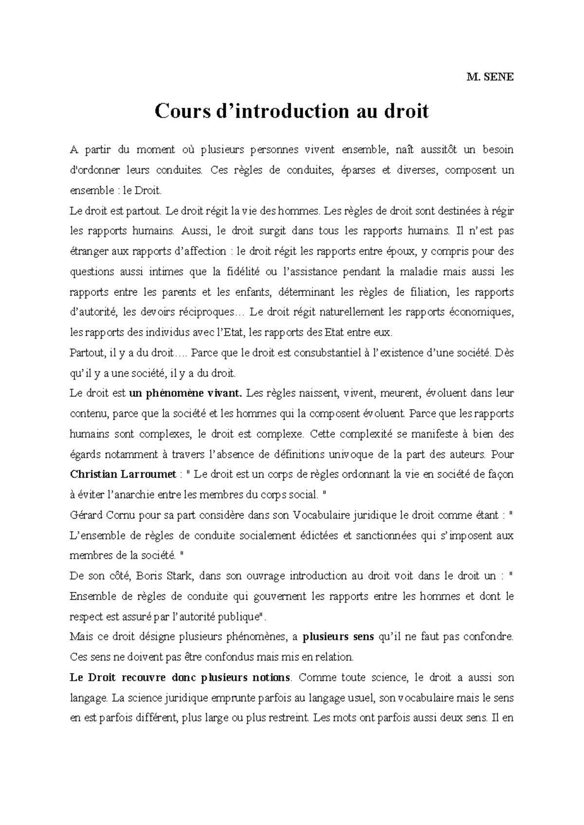 COUR101 Introduction au Droit : Concepts et Principes Fondamentaux ...