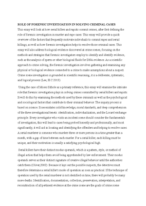 CRIM 201 Assignment - DNA Profiling and Forensic Investigation Insights ...