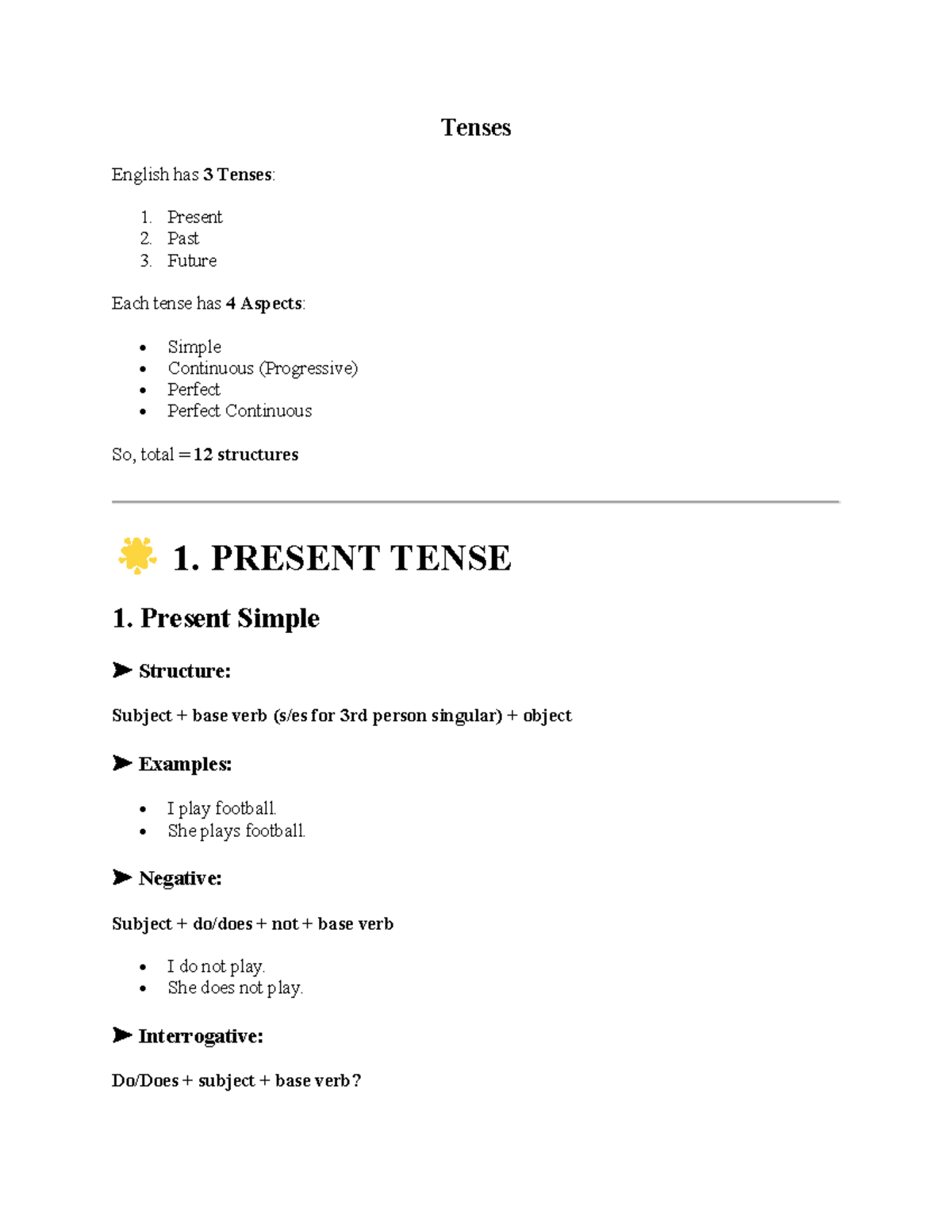 Tenses - Basic English Tense Structures and Usage Guide - Studocu