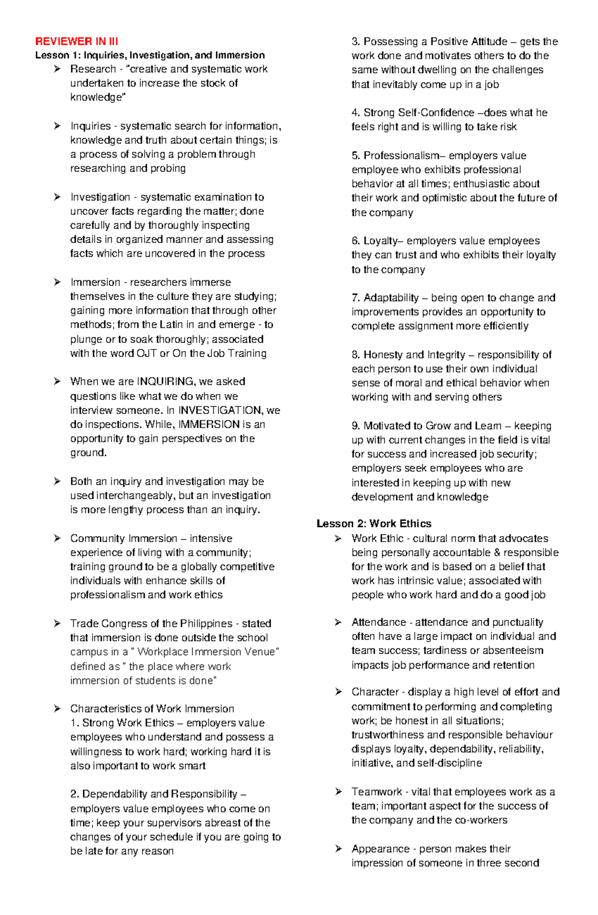 1st Monthly Exam Reviewer in III: Inquiries, Investigation, and ...