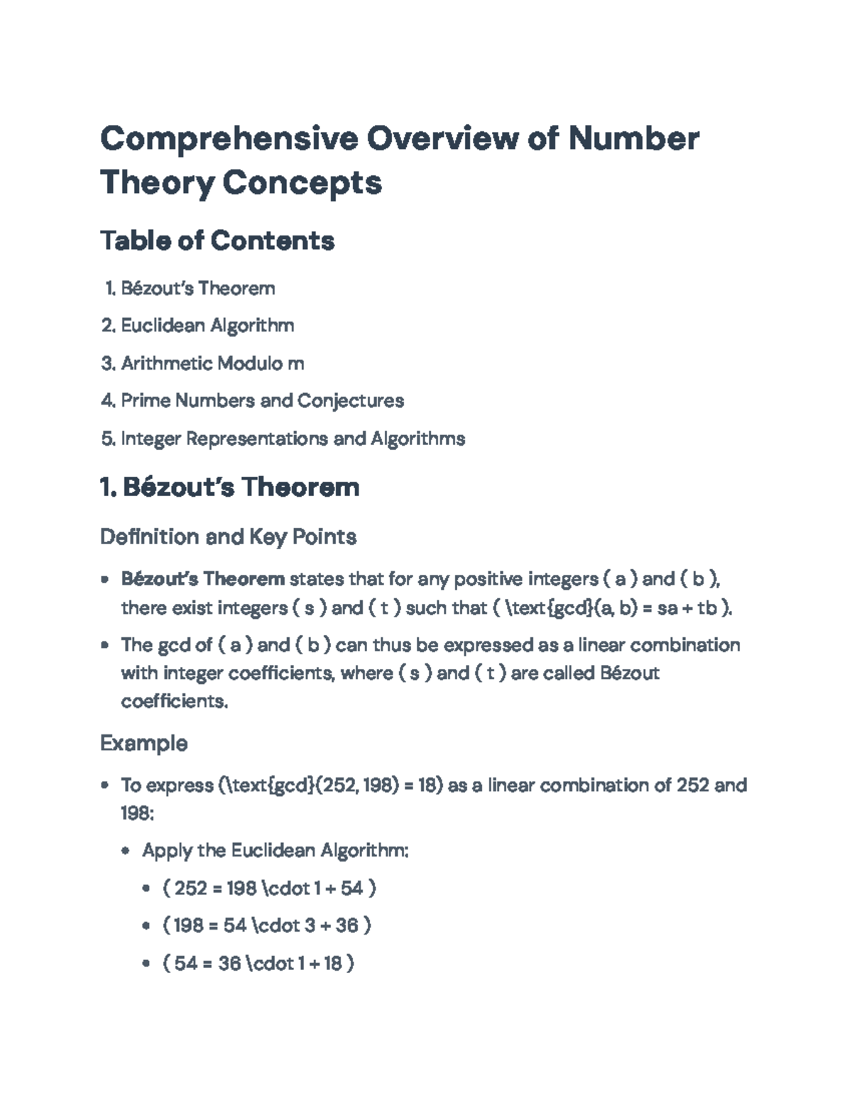 Number Theory Overview: Key Theorems, Concepts, and Applications ...