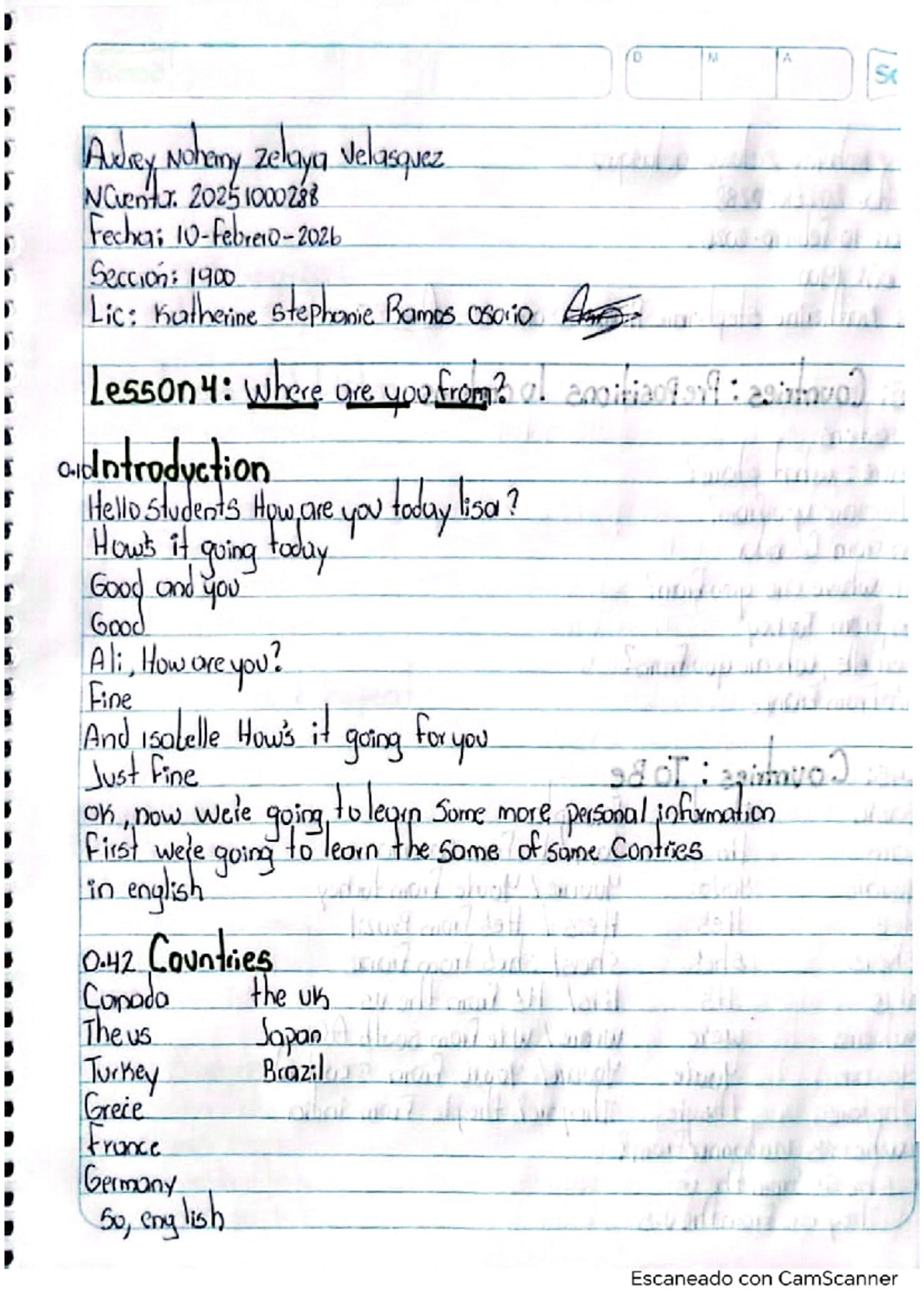 D M A Scribe Lesson 4: Where Are You From? - Language Practice - Studocu