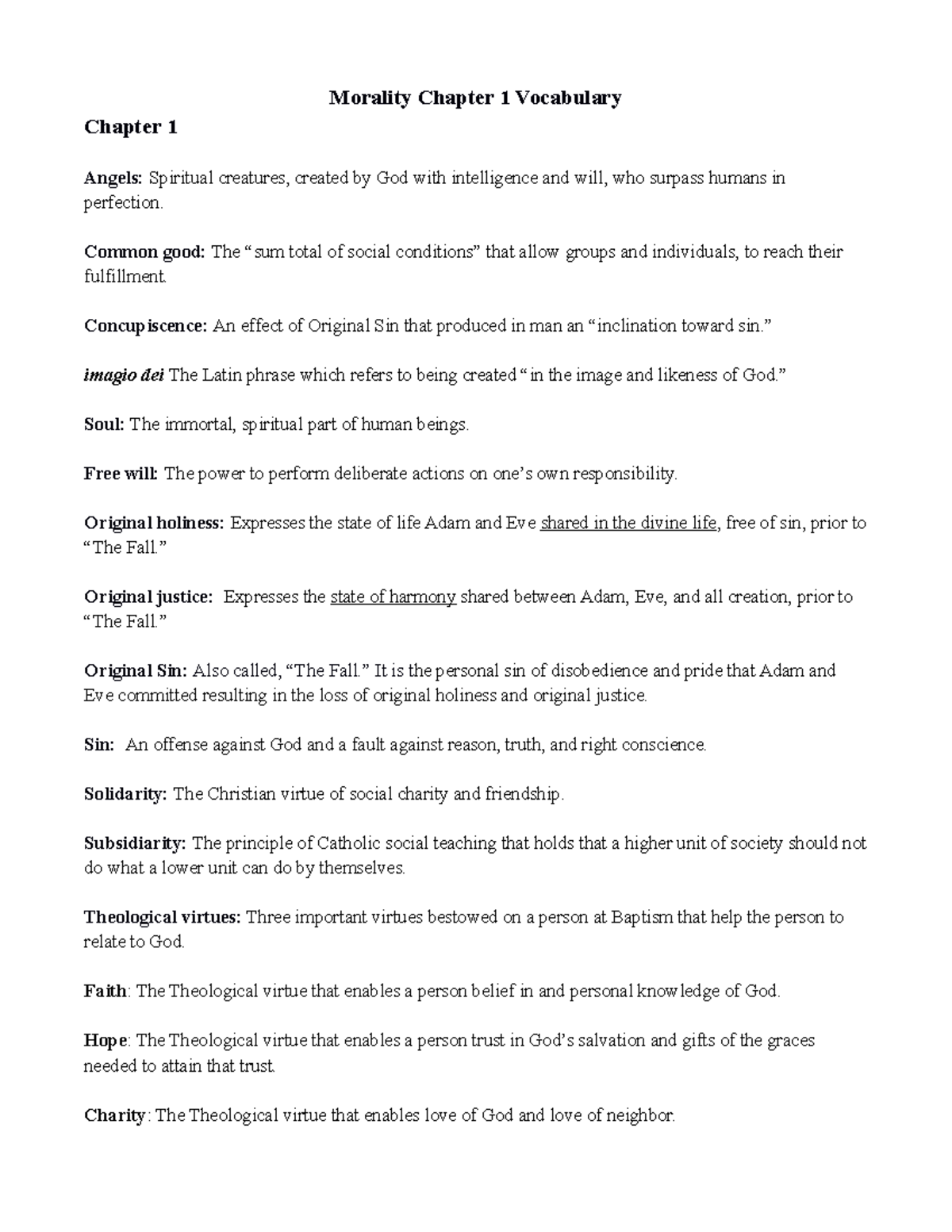 Morality Vocabulary Master - Chapters 1 to 4 Overview - Studocu