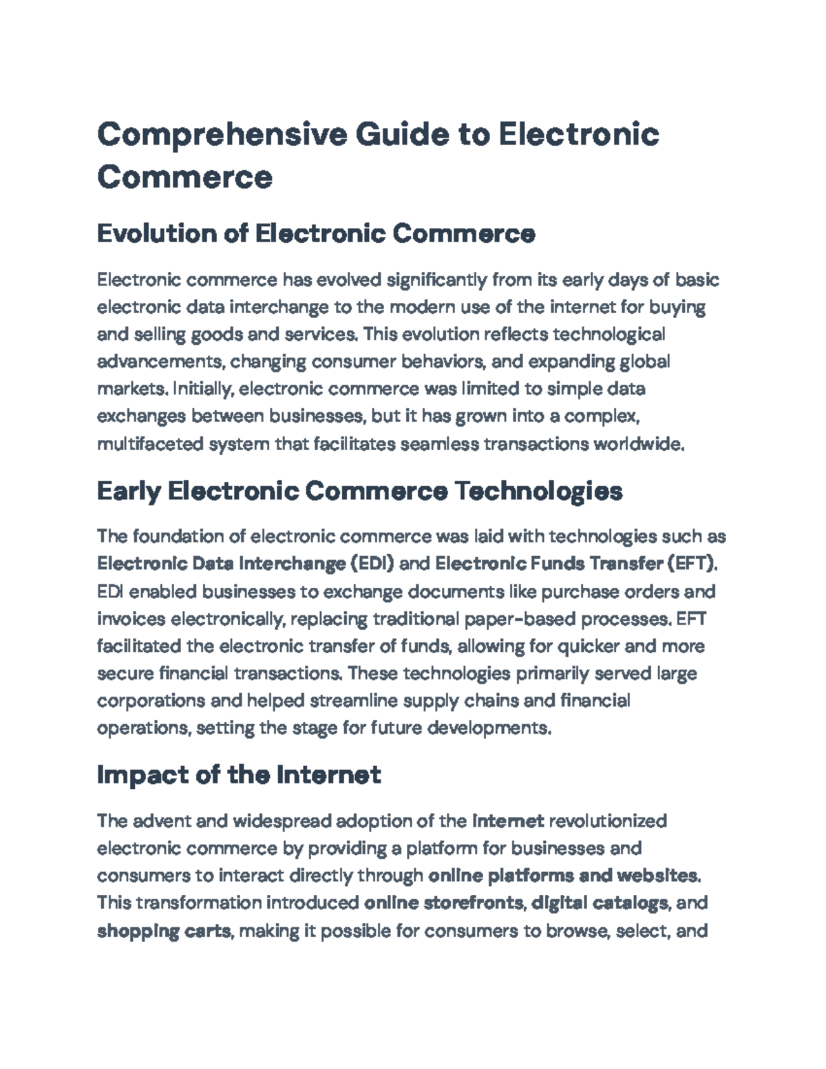Comprehensive Overview of Electronic Commerce: Evolution & Impact - Studocu