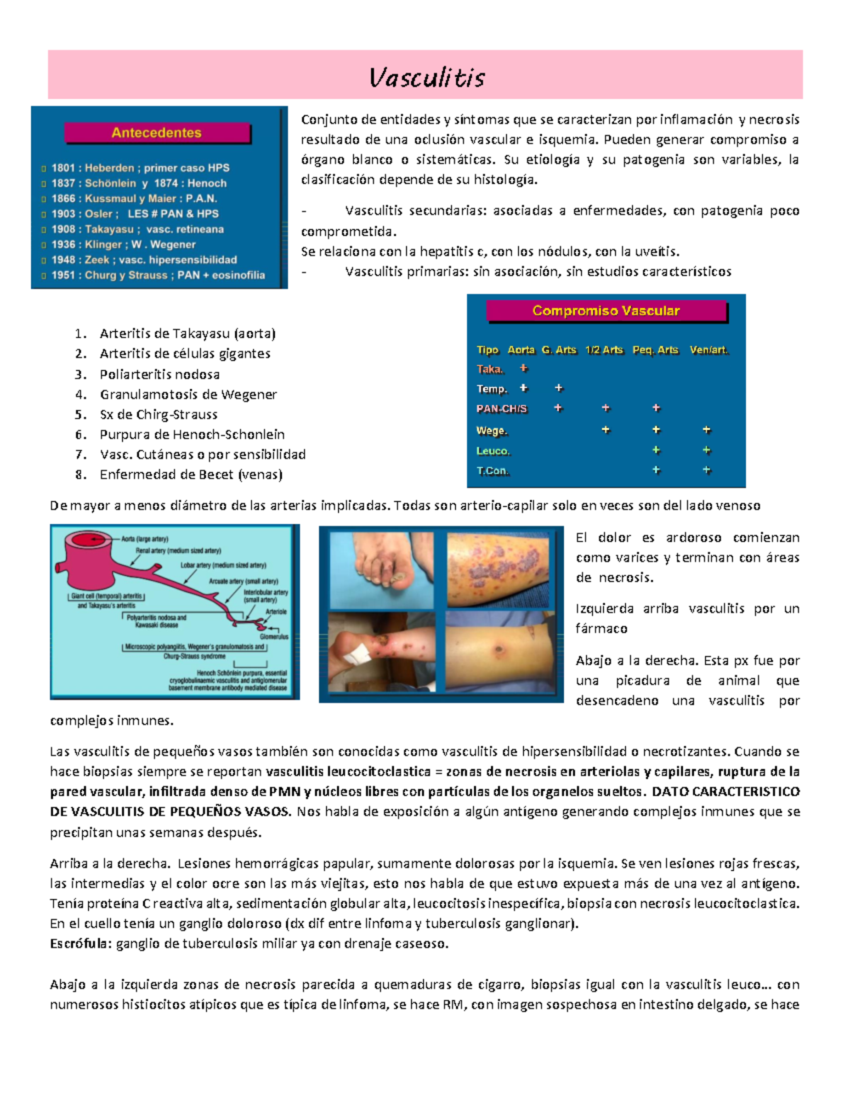 Vasculitis: Clasificación, síntomas y tratamiento en patologías vasculares - Document Preview