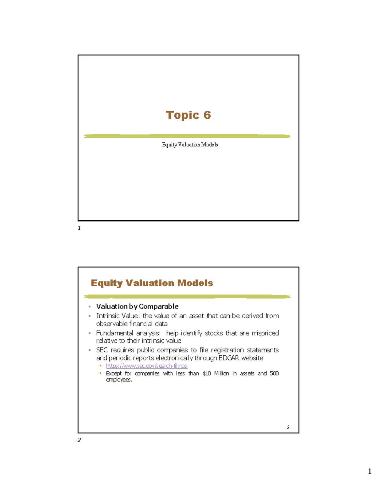 Equity Valuation Models - Lecture Notes - Studocu