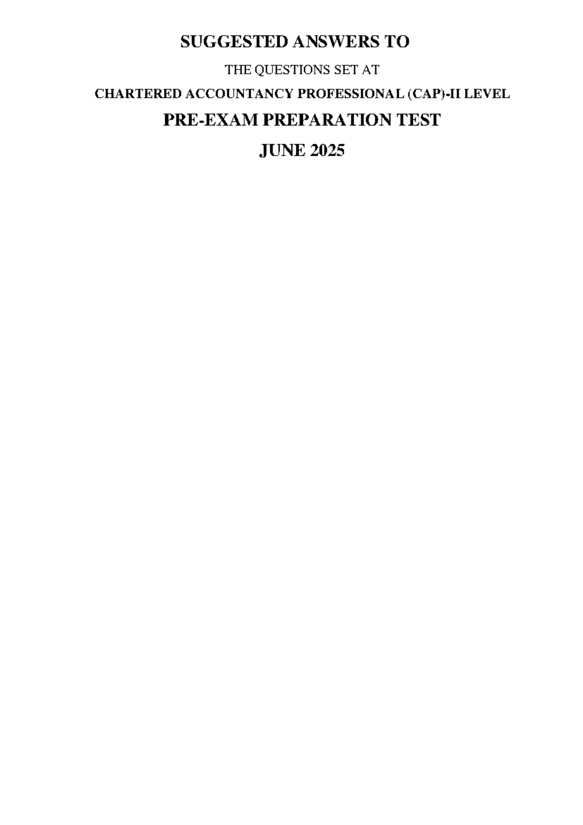CAP II Level Pre-Exam Suggested Answers - June 2025 - Studocu