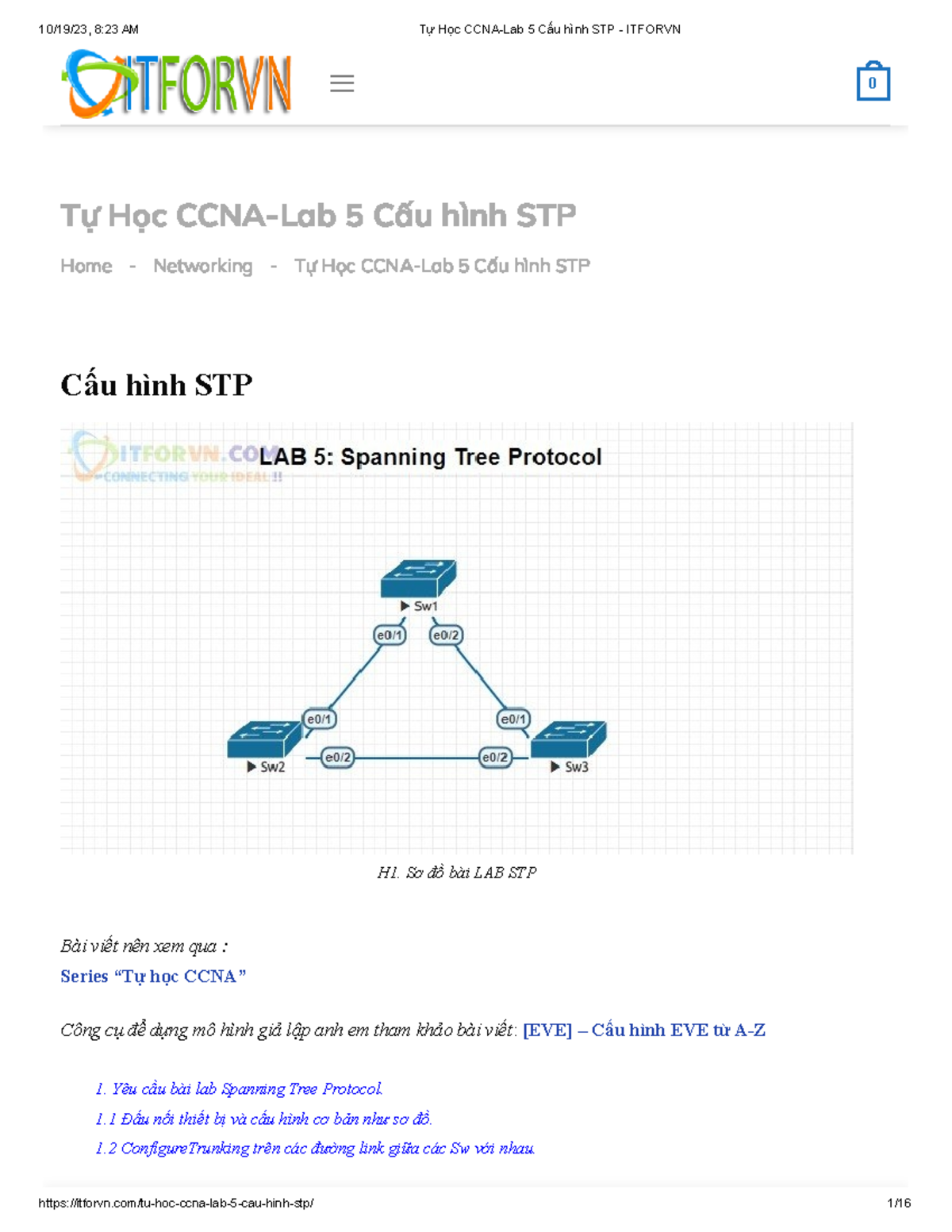 Tự Học CCNA-Lab 5 Cấu hình STP - Itforvn - Tự Học CCNA-Lab 5 Cấu hình ...