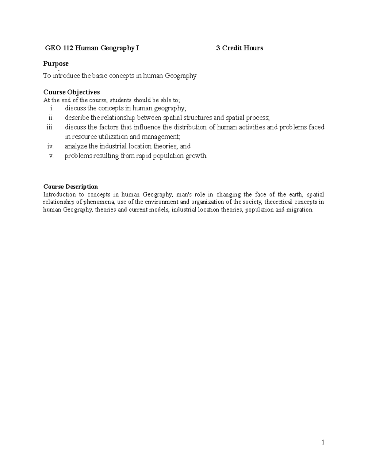 GEO 112 Human Geography: Key Concepts and Notes for Study - Studocu