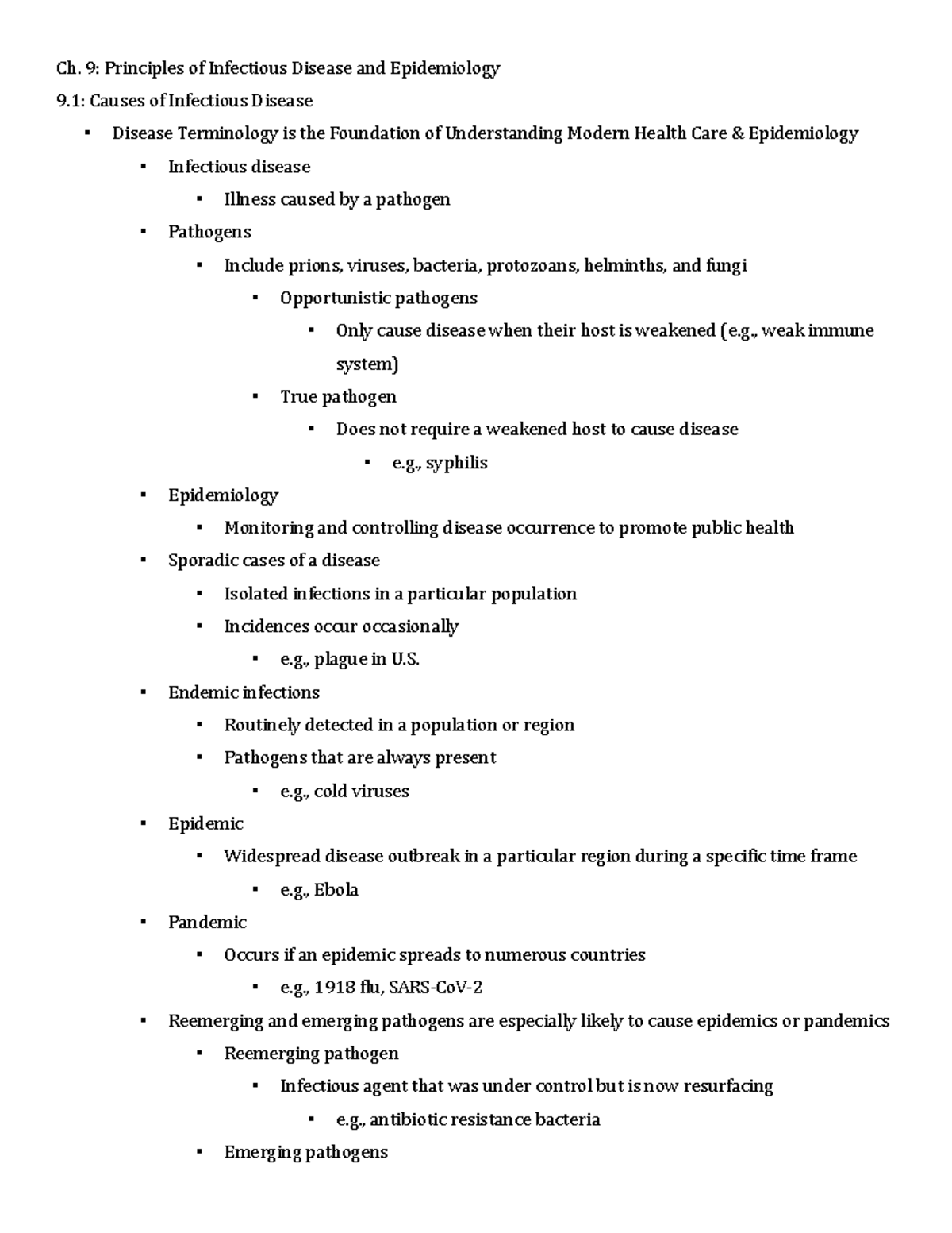 Ch. 9: Principles of Infectious Disease & Epidemiology Overview - Studocu