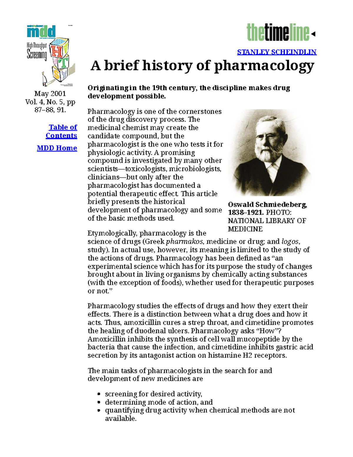 A Concise History of Pharmacology: Key Milestones and Methods