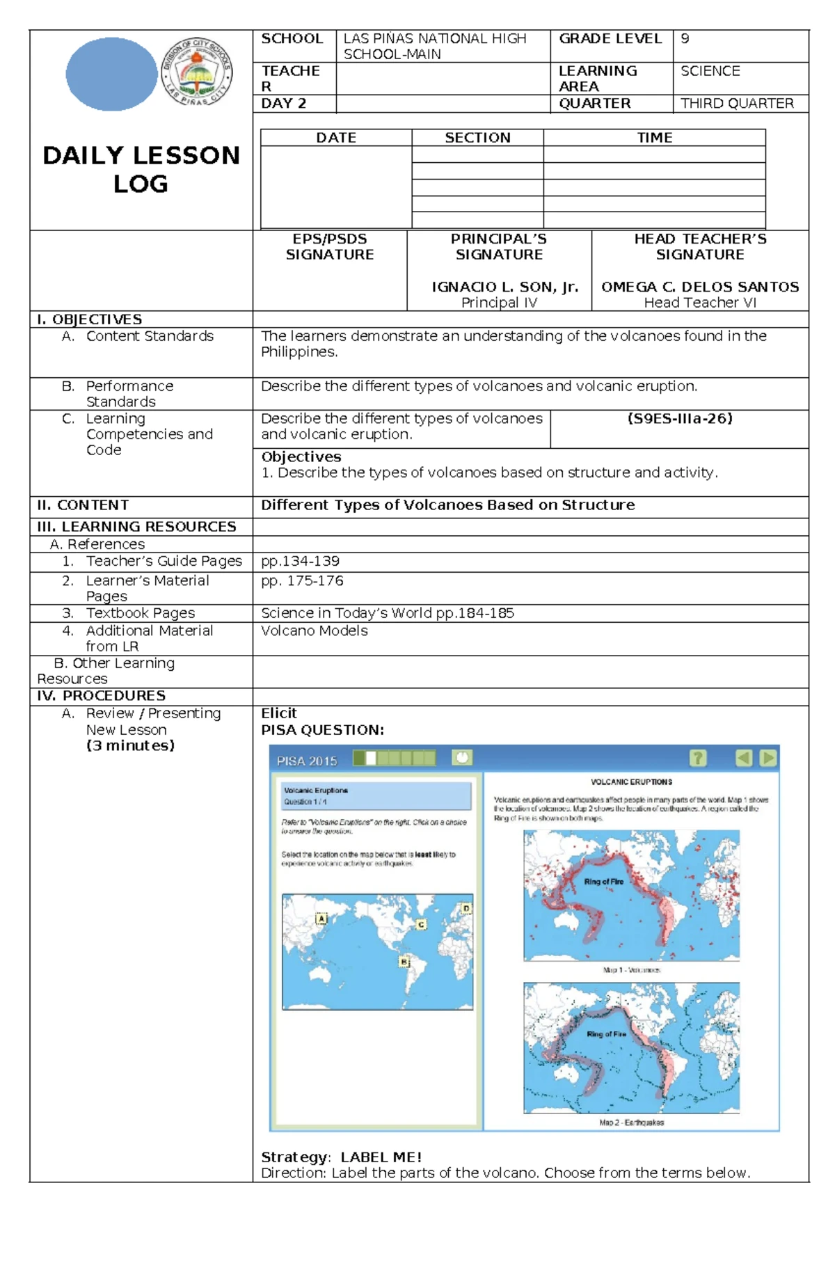 DLL - Lesson plan curriculum guide - CONTENT LEARNING COMPETENCIES CODE ...