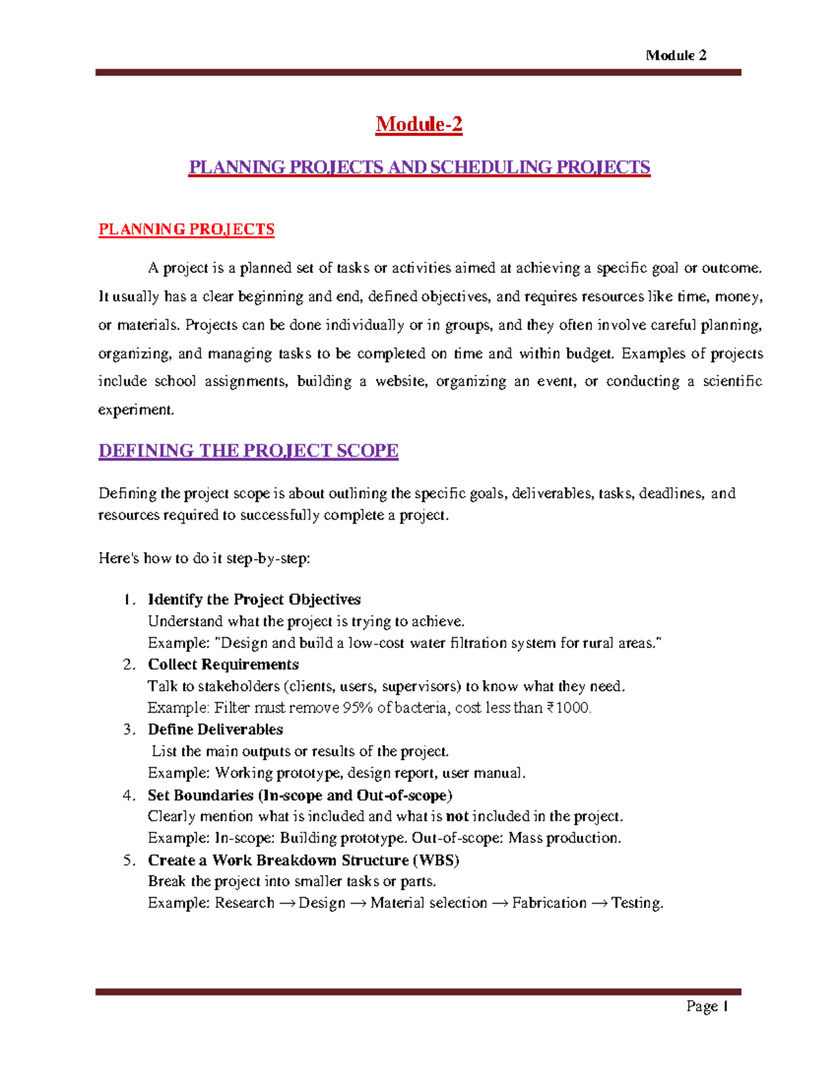 Module 2: Project Planning and Scheduling Techniques - Studocu