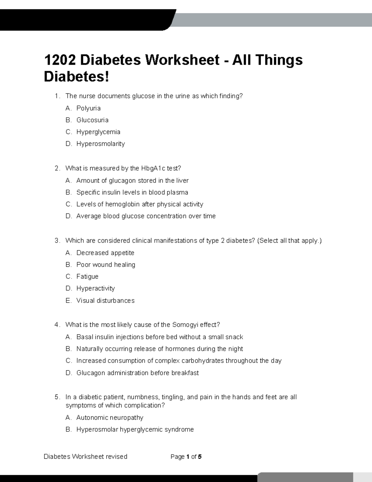 Diabeticworksheet 20   20202 Diabetes Worksheet   All Things ...