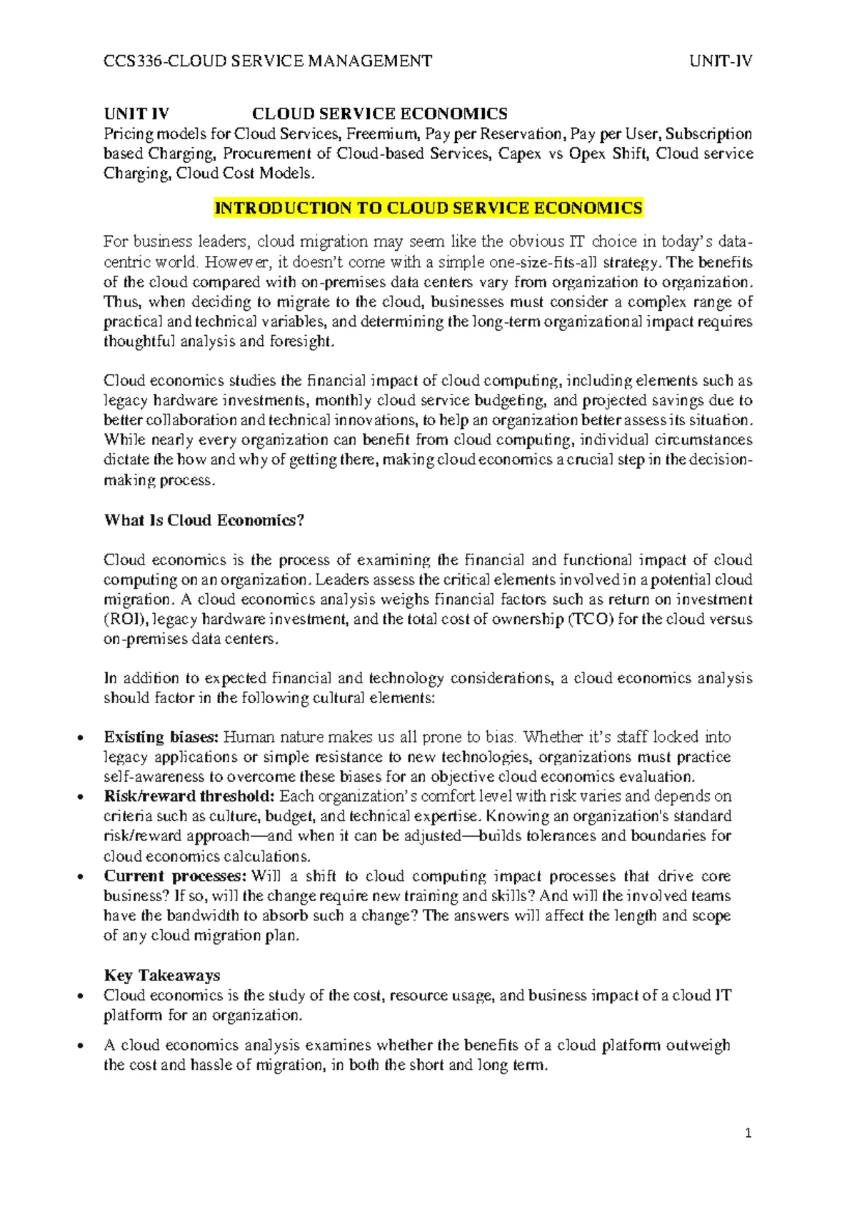 CSM UNIT III - Cloud Service Management Concepts & Lifecycle Insights ...