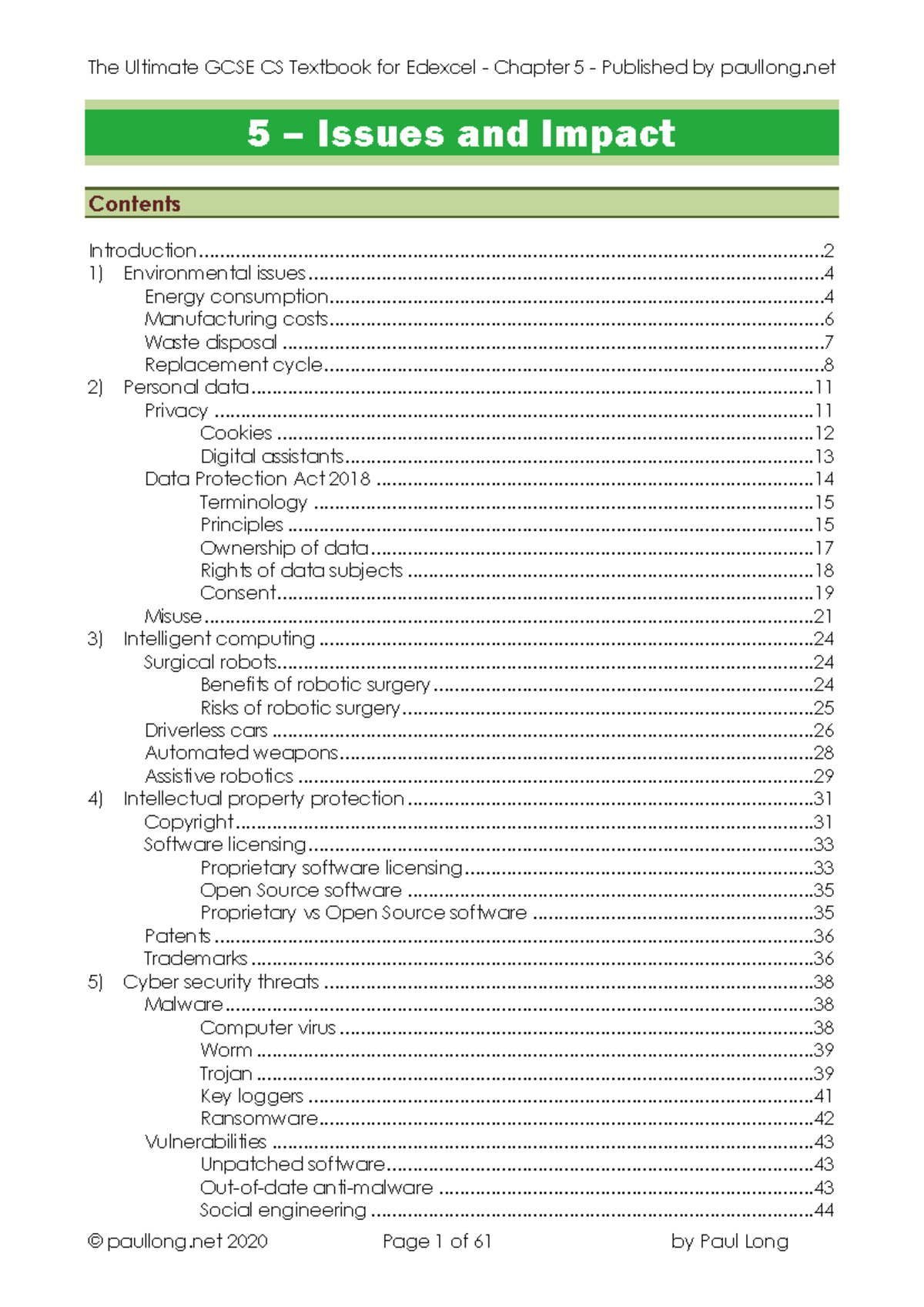 5 - Summary of Issues and Impacts on Society - Topic Sheet - Studocu