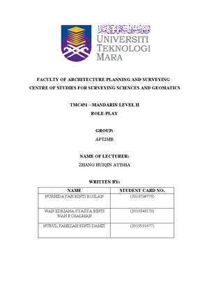 Script mandarin role play TMC501 - SCRIPT MANDARIN LEVEL III (TMC501 ...
