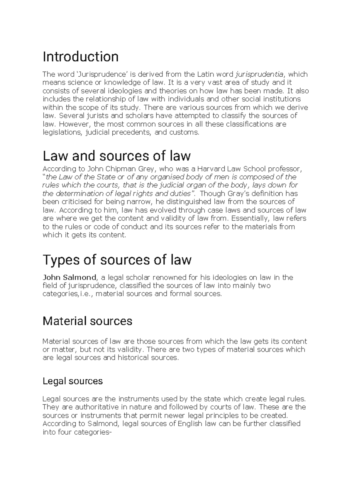 JUR 101: Introduction to Sources of Law and Jurisprudence - Studocu