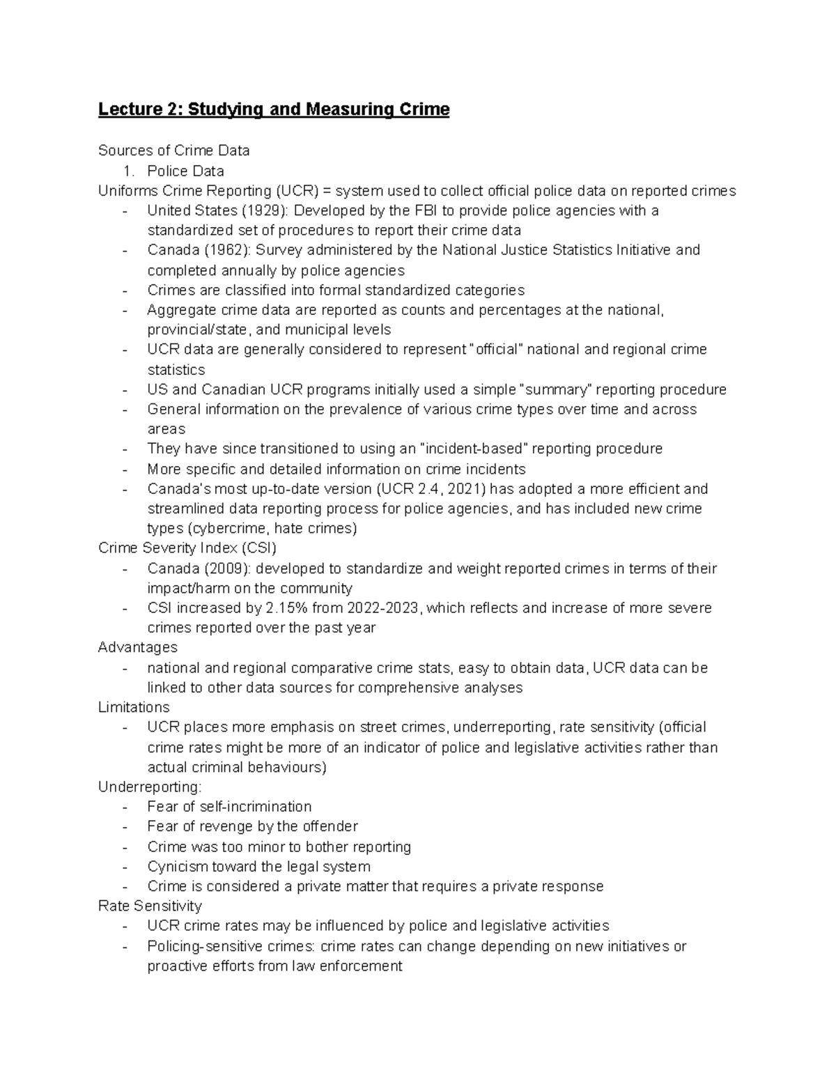 Lecture 2 Studying and Measuring Crime - Police Data Uniforms Crime ...