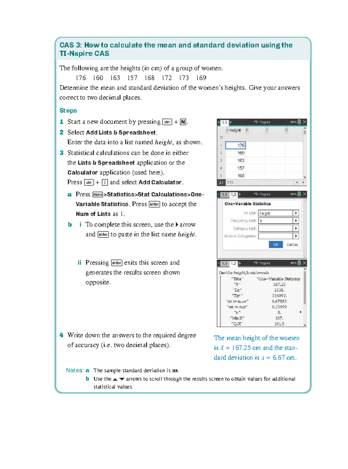 GM 1.1: Calculating Mean & Std Dev with TI-Nspire CAS - Studocu