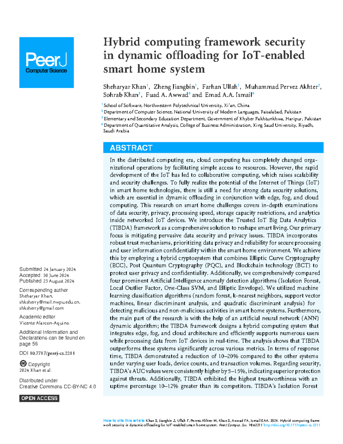 TIBDA: A Secure Hybrid Computing Framework for Smart Home IoT Systems ...