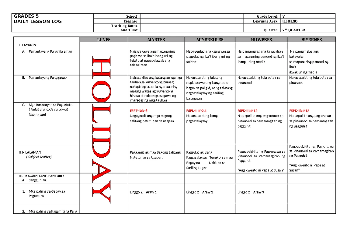 DLL EPP 5 Q4 W1 - Comprehensive Lesson Plan for EPP V - Studocu