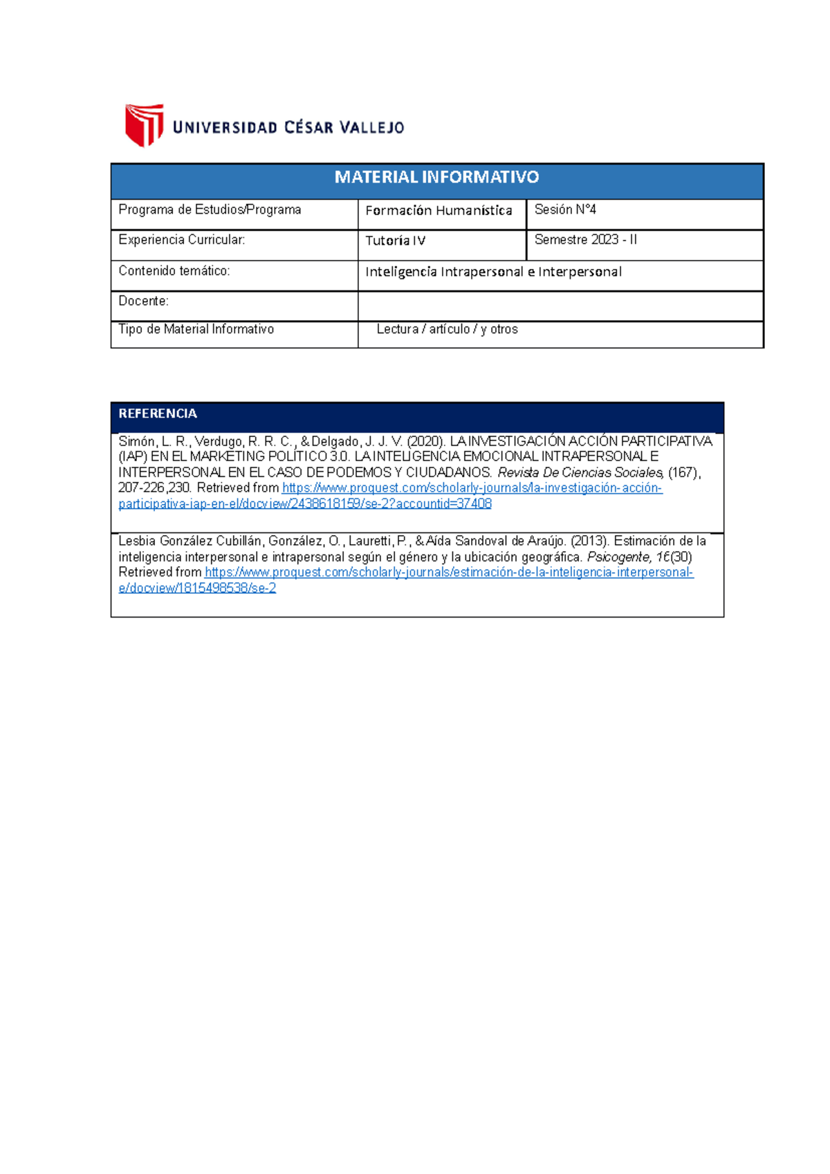 Material Informativo Sesión 4 - MATERIAL INFORMATIVO Programa de ...