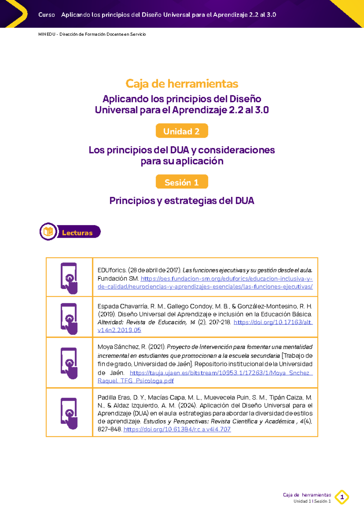 Caja de Herramientas U2S1: Principios del DUA en el Aula - Studocu