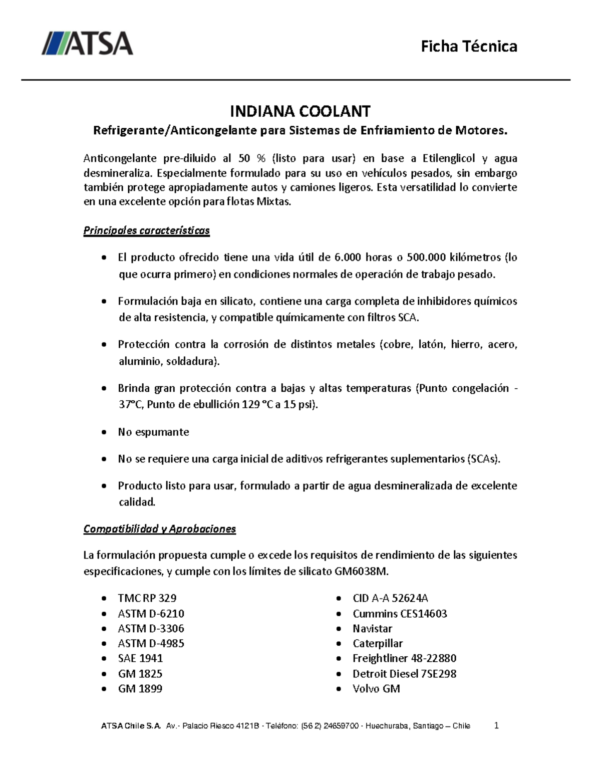 Sunacc 0006 - Ficha Técnica: Refrigerante/ Anticongelante Etilenglicol ...