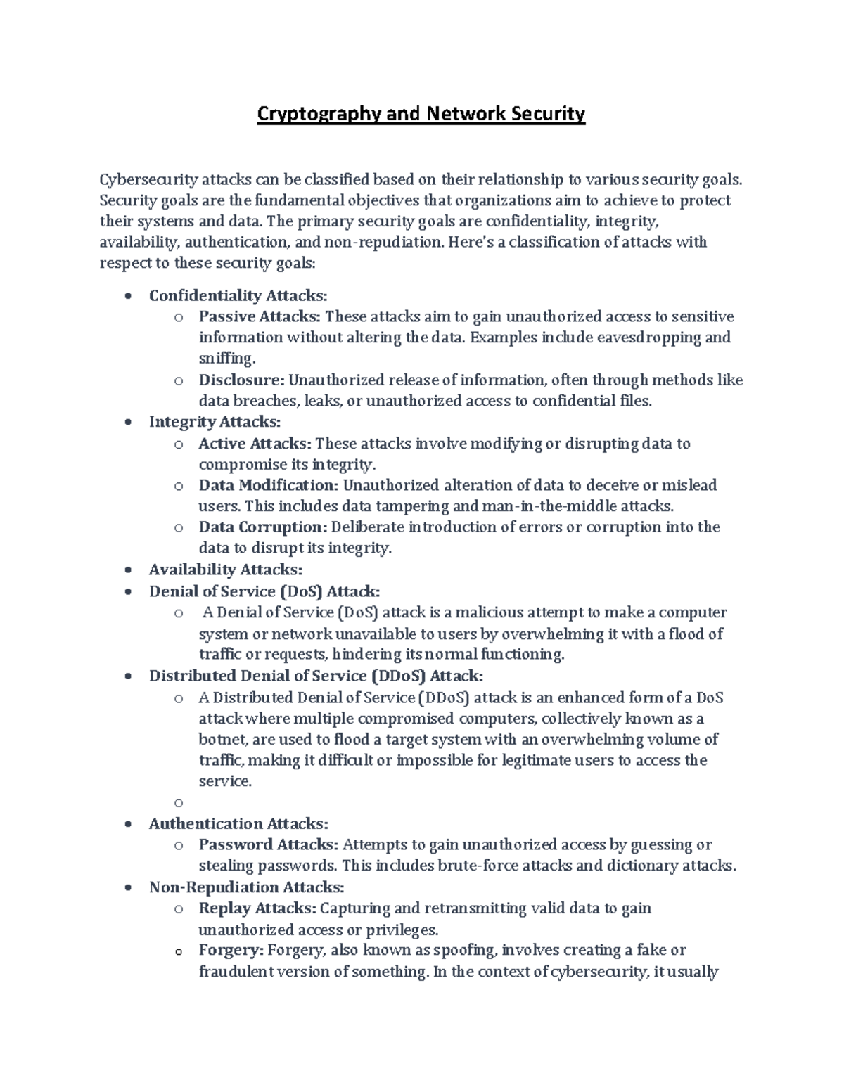 CNS - Cryptography and Network Security Overview and Attack ...