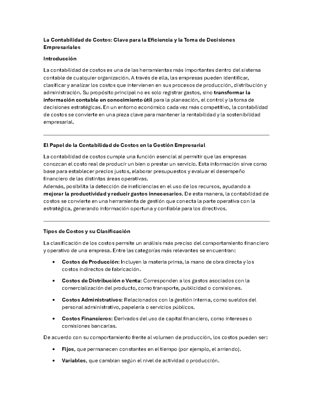 Contabilidad de Costos: Eficiencia y Toma de Decisiones Empresariales ...