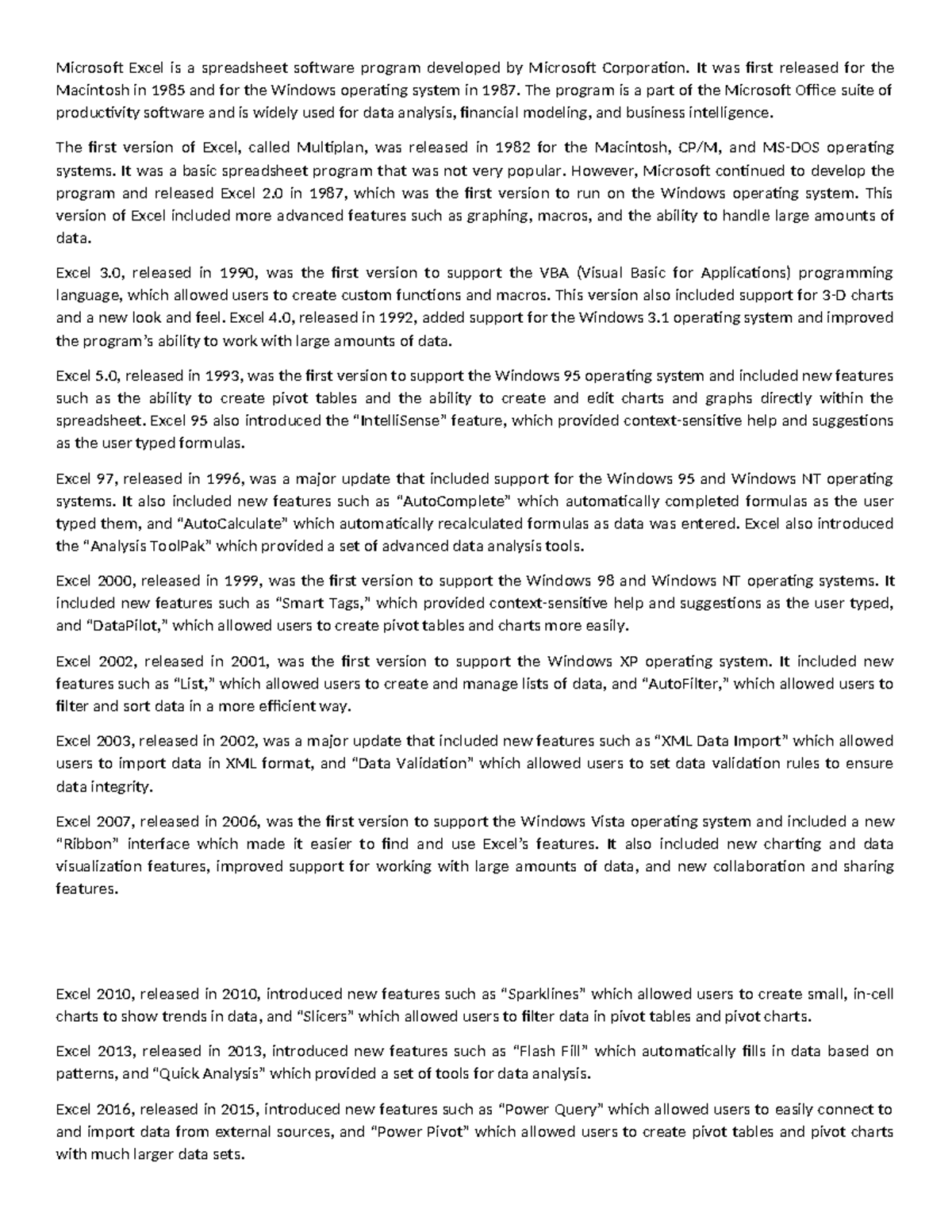 Microsoft-Excel - Descibes the importance and history of Excel ...