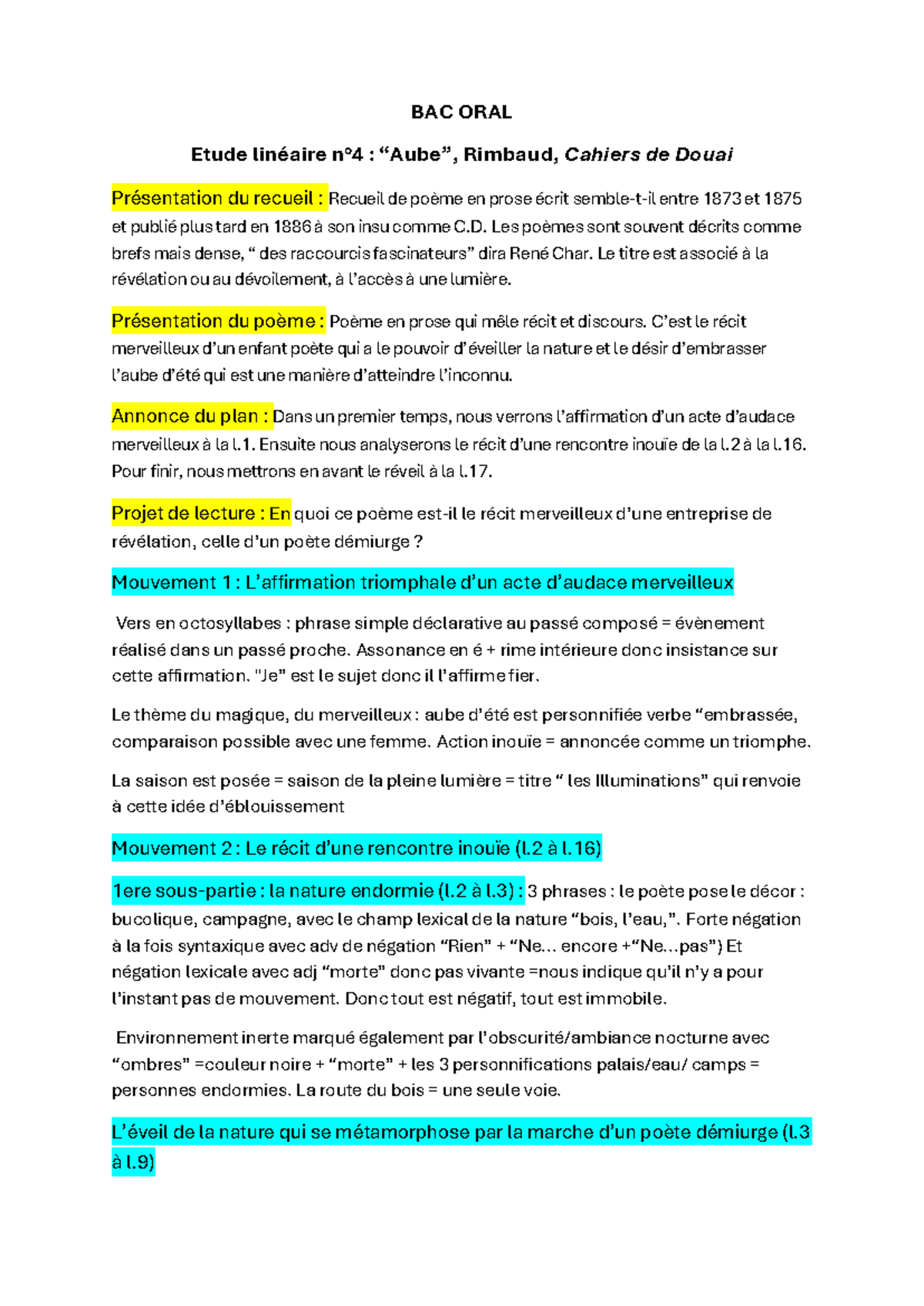 Analyse linéaire n°4 : Poème 
