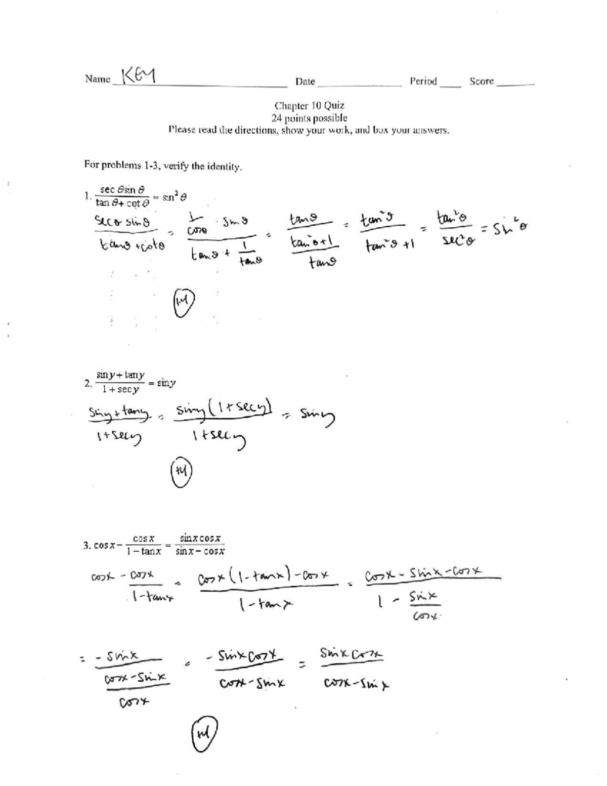 Chapter 10 Quiz Key - 2025 PCH (24 Points Possible) - Studocu