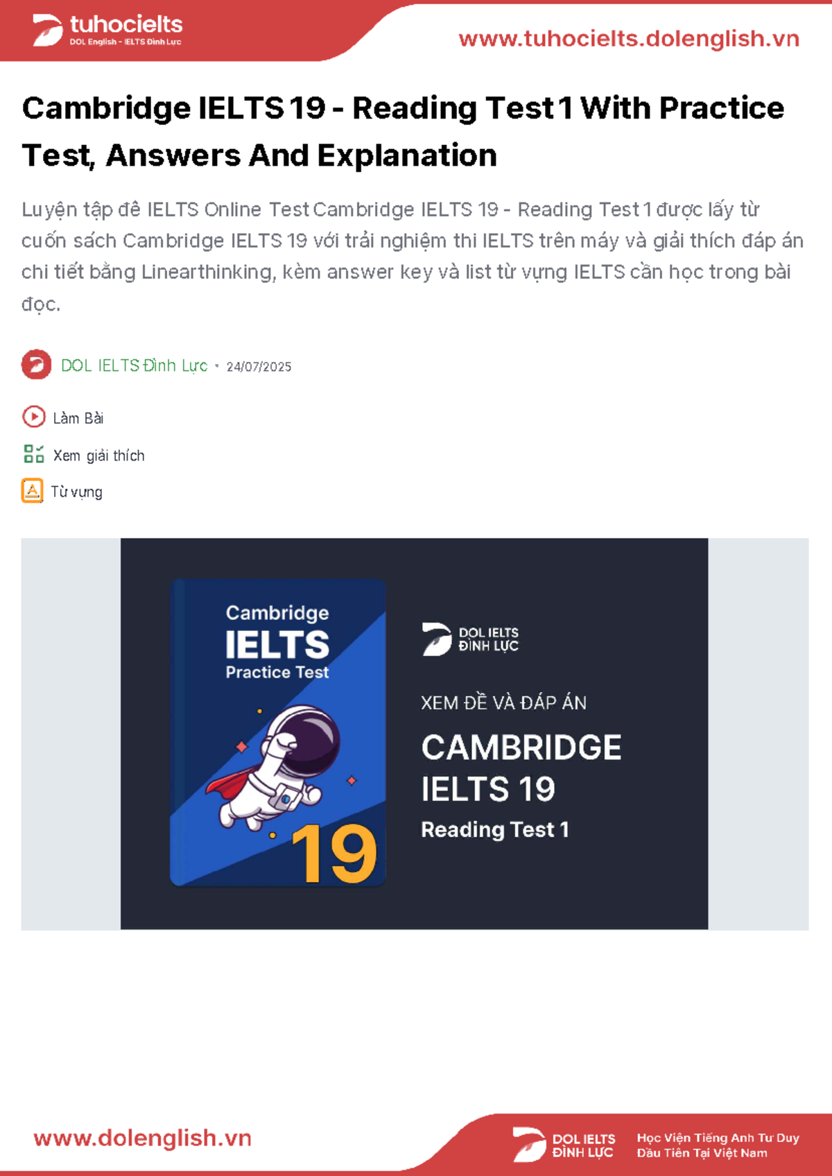 Cambridge IELTS 19 - Reading Test 1 with Answers & Explanations - Studocu
