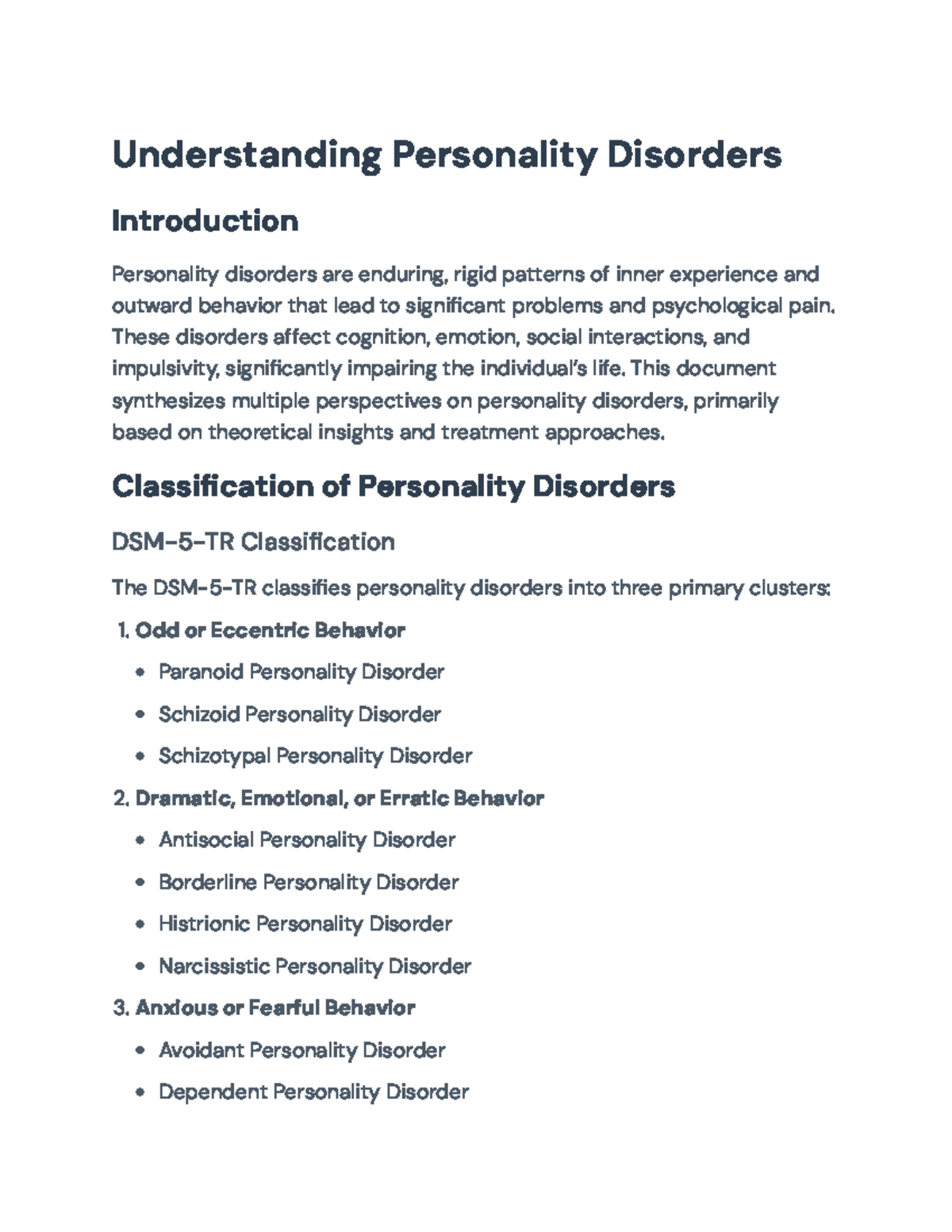 Understanding Personality Disorders: DSM-5-TR Insights and Treatments ...