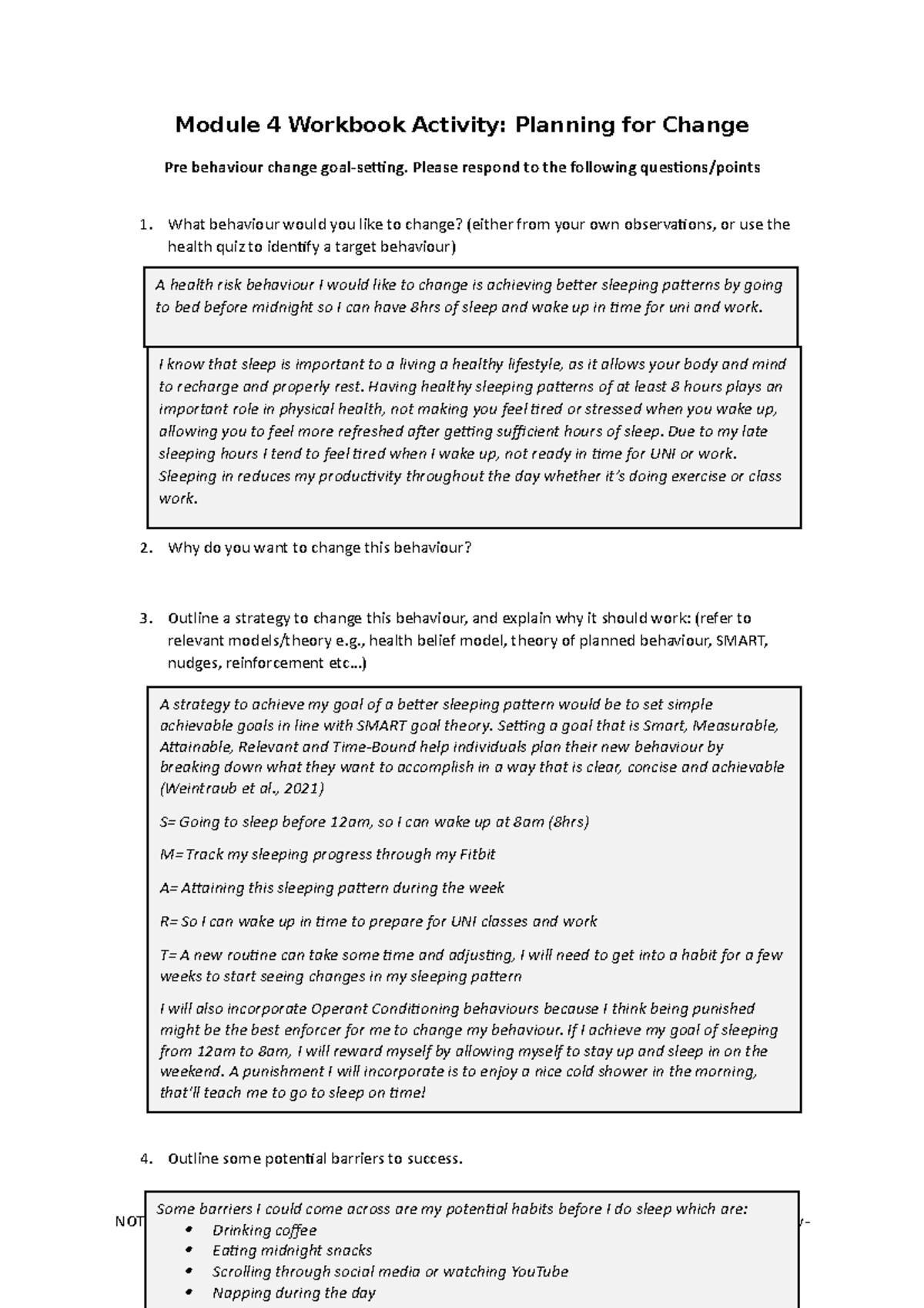Week 4 Module - Workbook Activity: Strategies for Behaviour Change ...
