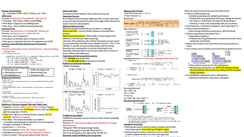 OPIM 202: Inventory Flow and Process Management Cheatsheet - Studocu