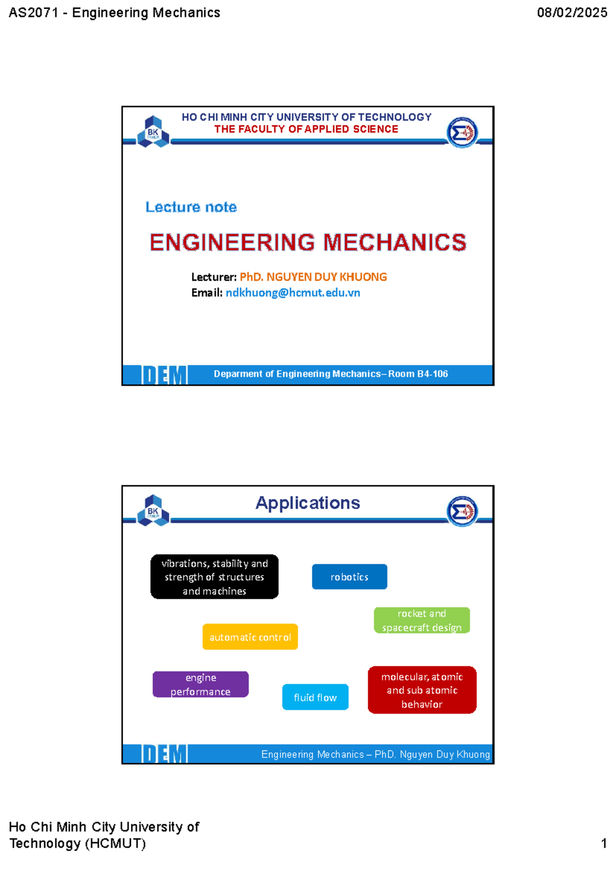 AS2071 Engineering Mechanics: Chapter 1 - Fundamental Theorems - Studocu