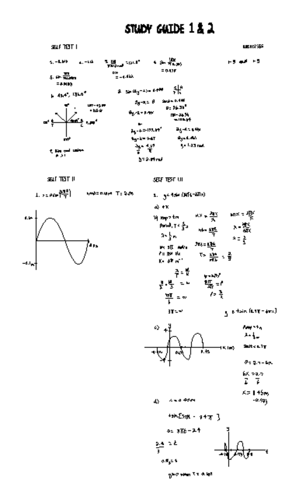 Study Guide 1 & 2: Self Tests and Exercises - Studocu