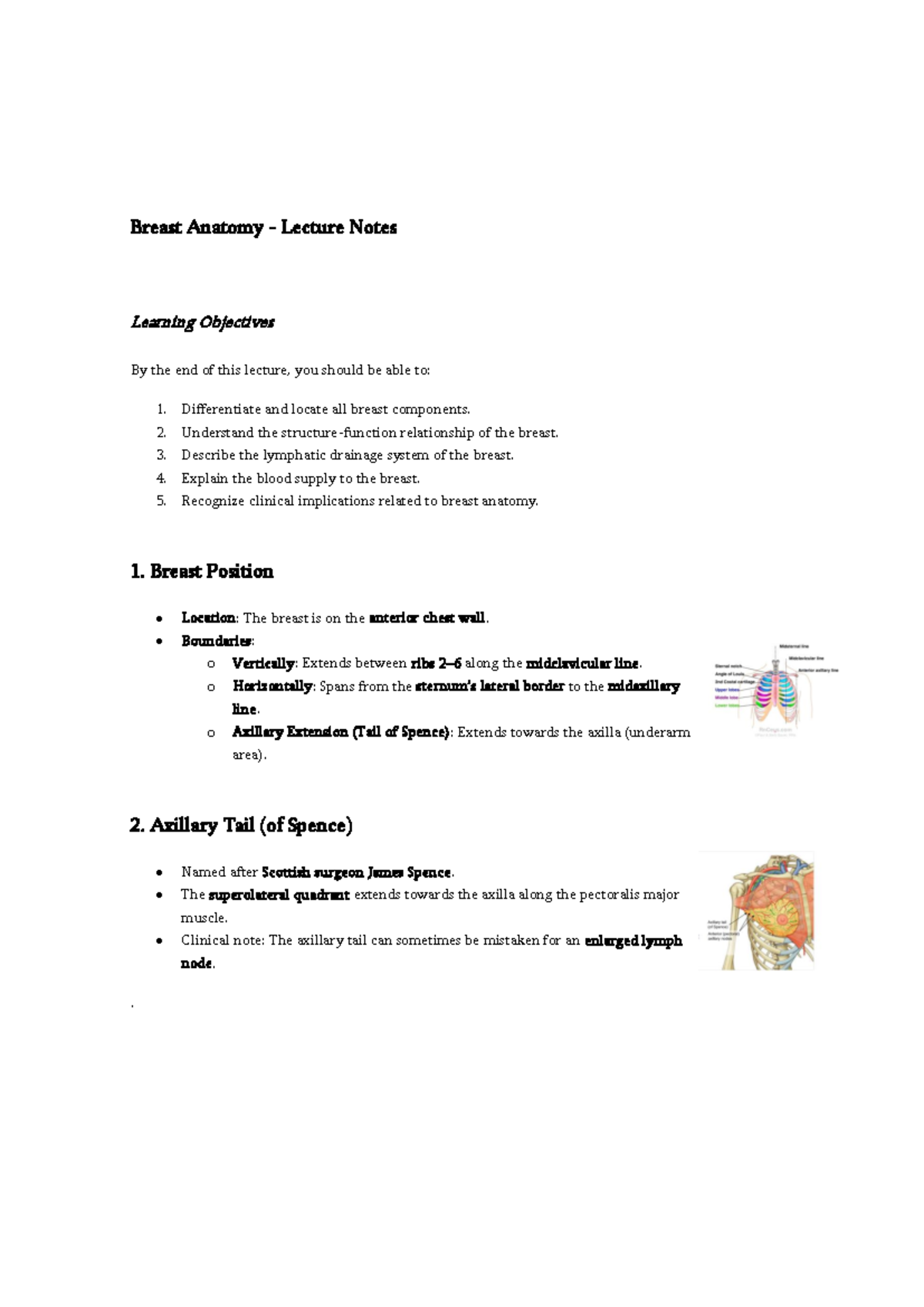 Breast complete - bjk - Breast Anatomy - Lecture Notes Learning ...