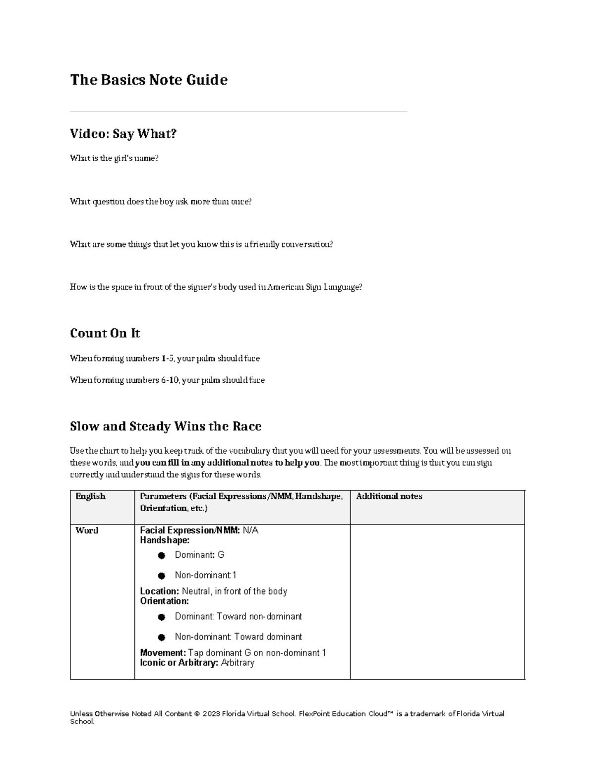 ASL Unit 1 Assignment 2: Basics Note Guide for Beginners - Studocu